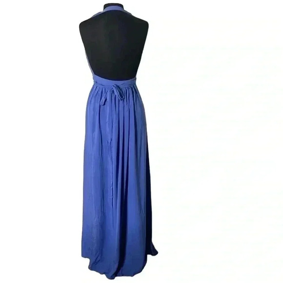 Lulu's Magical Movement Periwinkle Blue Wrap Halter Neck Maxi Dress Size M - Picture 6 of 9
